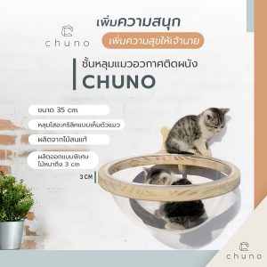 ชั้นแมวอวกาศติดผนัง CHUNO ออกแบบพิเศษไม้หนา 3 cm
